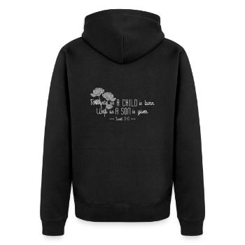 Christmas Christ is Born - Unisex Premium Bio Zip Hoodie - Schwarz - Hinten - Nico (187cm)