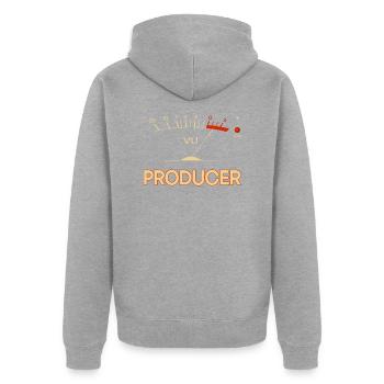 Producer VU Meter Hi-Fi Vintage Stereo Audiophile - Unisex Premium Bio Zip Hoodie - Grau meliert - Hinten - Nico (187cm)
