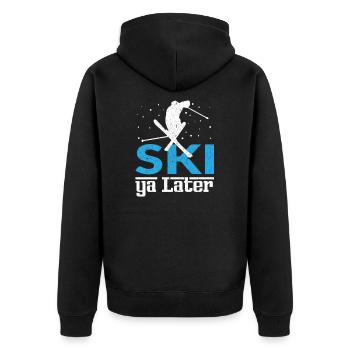 Ski Ya Later Skifahren - Unisex Premium Bio Zip Hoodie - Schwarz - Hinten - Nico (187cm)