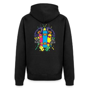 Skateboard Skateboarding Cool Listening to Music - Unisex Premium Organic Zip Hoodie - black - Back - Nico (187cm)