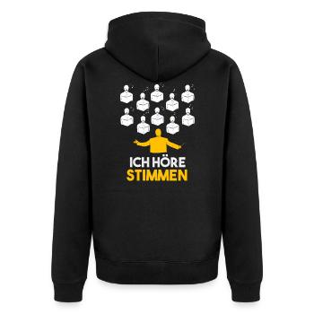 Ich höre Stimmen Chorleiter Dirigent Chor - Unisex Premium Bio Zip Hoodie - Schwarz - Hinten - Nico (187cm)