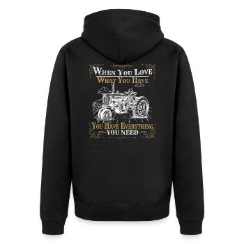 Traktor - Unisex Premium Bio Zip Hoodie - Schwarz - Hinten - Nico (187cm)
