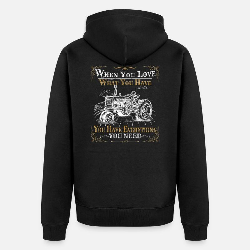 Traktor Spruch Vintage Retro Bauer Acker Geschenk - Unisex Premium Bio Zip Hoodie - Schwarz