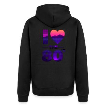 I Love The 80s Liebe Vintage Herz Geschenk - Unisex Premium Bio Zip Hoodie - Schwarz - Hinten - Nico (187cm)