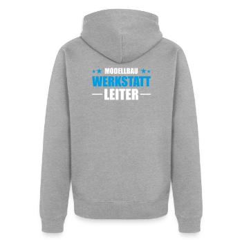 Modellbau Werkstatt Leiter - Unisex Premium Bio Zip Hoodie - Grau meliert - Hinten - Nico (187cm)