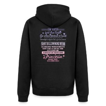 Tochter Vater Geschenk Spruch Liebevoll Danke Papa - Unisex Premium Bio Zip Hoodie - Schwarz - Hinten - Nico (187cm)