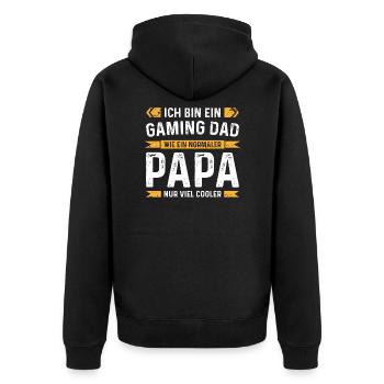 Cooler Gamer Papa - Unisex Premium Bio Zip Hoodie - Schwarz - Hinten - Nico (187cm)