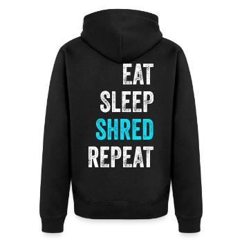 EAT SLEEP SHRED Snowboard Shirt Gift - Unisex Premium Organic Zip Hoodie - black - Back - Nico (187cm)