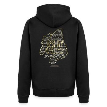 Whisky Insel Islay & Spruch Peat Of My Heart - Unisex Premium Bio Zip Hoodie - Schwarz - Hinten - Nico (187cm)