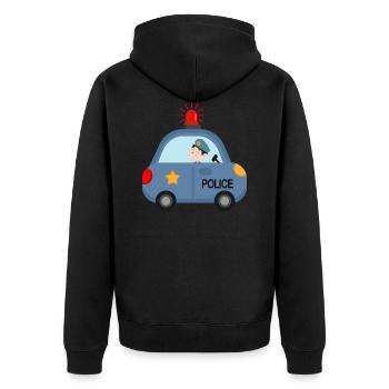 Police Polizei Kinderkommisar Blaulicht - Unisex Premium Bio Zip Hoodie - Schwarz - Hinten - Nico (187cm)