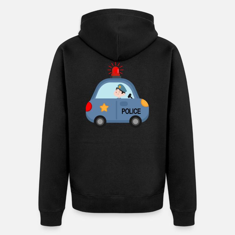 Police Polizei Kinderkommisar Blaulicht - Unisex Premium Bio Zip Hoodie - Schwarz
