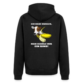 Ich habe Hunger Man schäle mir ein Rind Fleisch - Unisex Premium Bio Zip Hoodie - Schwarz - Hinten - Nico (187cm)
