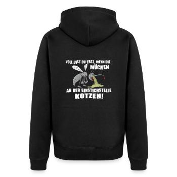 Bier betrunken besoffen lustige Sprüche - Unisex Premium Bio Zip Hoodie - Schwarz - Hinten - Nico (187cm)