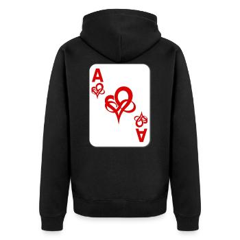 Polyamory Heart Playing Card - Unisex Premium Organic Zip Hoodie - black - Back - Nico (187cm)