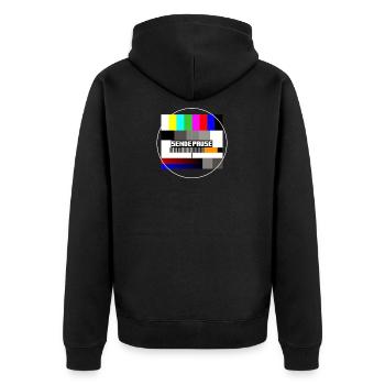 Sendepause 80er Jahre TV Fernsehen Retro - Unisex Premium Bio Zip Hoodie - Schwarz - Hinten - Nico (187cm)