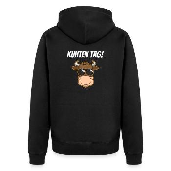 Kuhten Tag Kuh Kühe Landwirt Bauer - Unisex Premium Bio Zip Hoodie - Schwarz - Hinten - Nico (187cm)