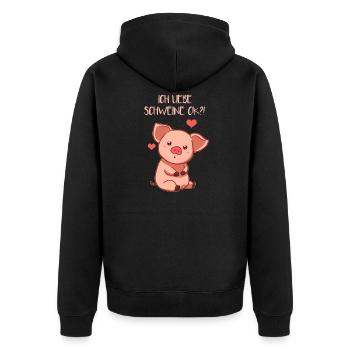 J'adore les cochons ok végétarien porcelet vegan - Veste à capuche bio Premium Unisexe - noir - Dos - Nico (187cm)