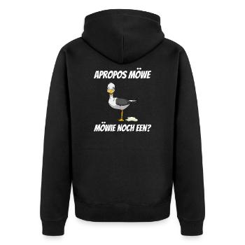 Apropos Möwe Möwie noch een? Plattdeutsch - Unisex Premium Bio Zip Hoodie - Schwarz - Hinten - Nico (187cm)