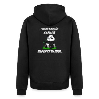 Pandas sind süß Pandabär Panda Bambus - Unisex Premium Bio Zip Hoodie - Schwarz - Hinten - Nico (187cm)
