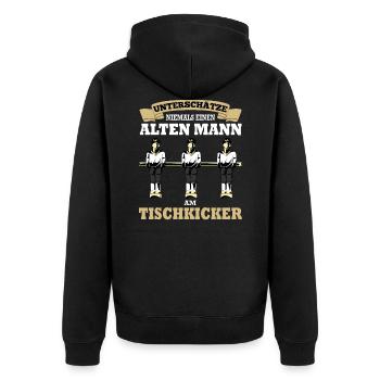 Tischfußball Tischkicker - Lustiger Spruch Mann - Unisex Premium Bio Zip Hoodie - Schwarz - Hinten - Nico (187cm)