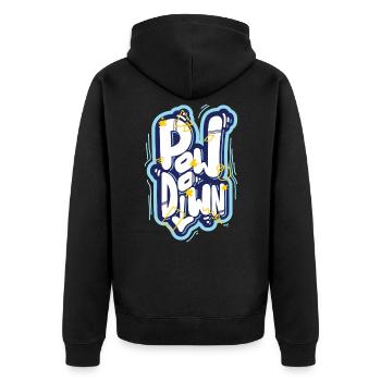Pow Down - Unisex Premium Bio Zip Hoodie - Schwarz - Hinten - Nico (187cm)