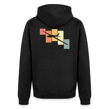 Modellflug - Unisex Premium Bio Zip Hoodie - Schwarz - Hinten - Nico (187cm)