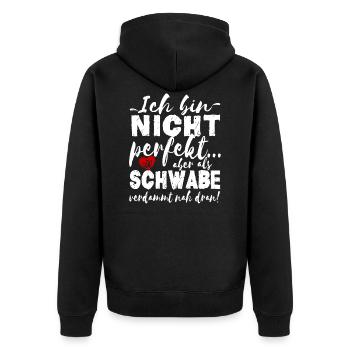 Schwäbisch Schwabe lustig - Unisex Premium Bio Zip Hoodie - Schwarz - Hinten - Nico (187cm)