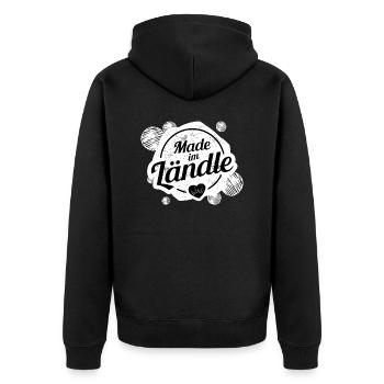 Schwabe Schwäbisch Ländle - Unisex Premium Bio Zip Hoodie - Schwarz - Hinten - Nico (187cm)