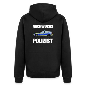 Nachwuchs Polizist Polizei Polizisten - Unisex Premium Bio Zip Hoodie - Schwarz - Hinten - Nico (187cm)