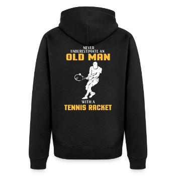 Tennis Racket Geschenkidee Tennisspiel Tennisball - Unisex Premium Bio Zip Hoodie - Schwarz - Hinten - Nico (187cm)