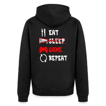 Gaming Game Gaming gamer Gaming Gamer Gamer Zocker - Unisex Premium Bio Zip Hoodie - Schwarz - Hinten - Nico (187cm)