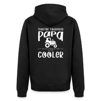 Traktor fahrender Cooler Papa Landwirt Geschenk - Unisex Premium Bio Zip Hoodie - Schwarz - Hinten - Nico (187cm)