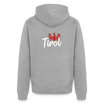 Tirol Design Tiroler Adler Motiv Geschenkidee - Unisex Premium Bio Zip Hoodie - Grau meliert - Hinten - Nico (187cm)