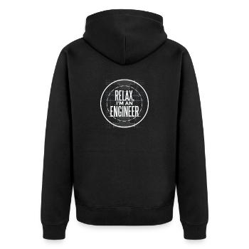 Ingenieur | Engineer - Unisex Premium Bio Zip Hoodie - Schwarz - Hinten - Nico (187cm)