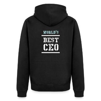 WORLD'S BEST CEO - Unisex Premium Organic Zip Hoodie - black - Back - Nico (187cm)