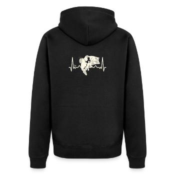 Angeln Herzschlag Angler - Unisex Premium Bio Zip Hoodie - Schwarz - Hinten - Nico (187cm)
