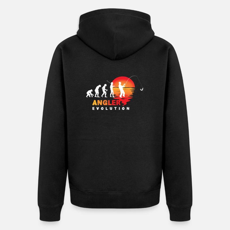 Evolution Angler - Unisex Premium Bio Zip Hoodie - Schwarz