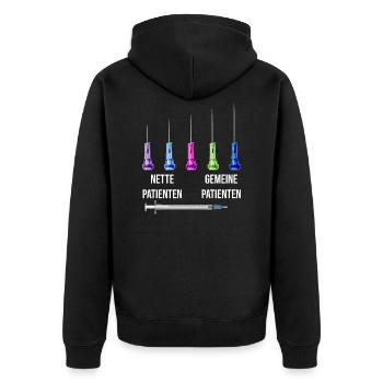 Lustige Krankenschwester - Unisex Premium Bio Zip Hoodie - Schwarz - Hinten - Nico (187cm)