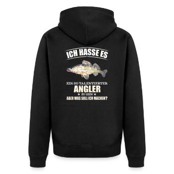 Talentierter Zanderangler - Zander - Unisex Premium Bio Zip Hoodie - Schwarz - Hinten - Nico (187cm)