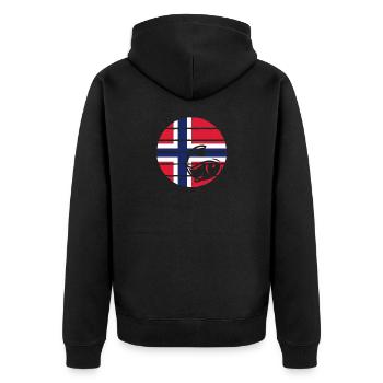 Norwegen Fischen Fischer Skandinavien Geschenk - Unisex Premium Bio Zip Hoodie - Schwarz - Hinten - Nico (187cm)
