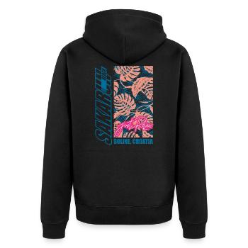 Sakarun Kroatien Strand Urlaub Meer Reisen - Unisex Premium Bio Zip Hoodie - Schwarz - Hinten - Nico (187cm)