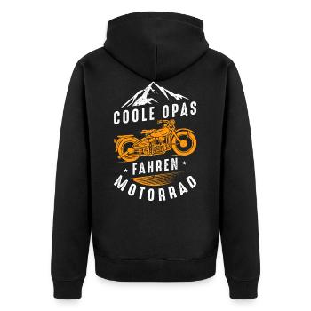 Coole Opas fahren Motorrad - Unisex Premium Bio Zip Hoodie - Schwarz - Hinten - Nico (187cm)
