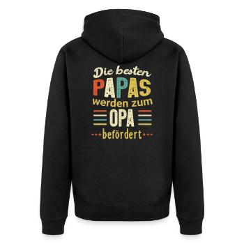 Retro Best Dad Promotion to Grandpa Gift - Unisex Premium Organic Zip Hoodie - black - Back - Nico (187cm)