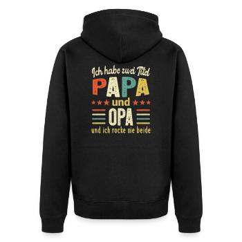 Retro Papa und Opa Vatertrag Bester Vater Geschenk - Unisex Premium Bio Zip Hoodie - Schwarz - Hinten - Nico (187cm)