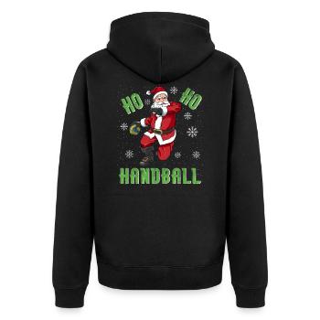 Ho Ho Handball Santa Claus handball coach - Unisex Premium Organic Zip Hoodie - black - Back - Nico (187cm)