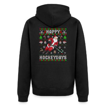 Ugly Christmas ice hockey Santa Claus gift - Unisex Premium Organic Zip Hoodie - black - Back - Nico (187cm)