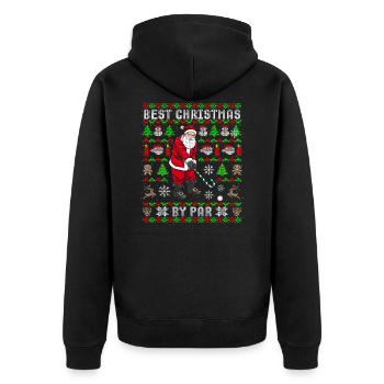 Lustiges Golf Ugly Christmas Golfer Weihnachten - Unisex Premium Bio Zip Hoodie - Schwarz - Hinten - Nico (187cm)