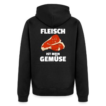 Fleisch Ist Mein Gemüse Fleischesser - Unisex Premium Bio Zip Hoodie - Schwarz - Hinten - Nico (187cm)