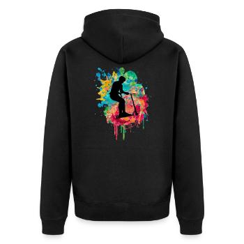stuntscooter kickscooter scooter kick scooter eroller - Unisex Premium Organic Zip Hoodie - black - Back - Nico (187cm)