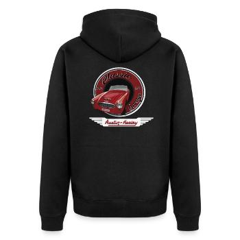 Klassisches Auto - Unisex Premium Bio Zip Hoodie - Schwarz - Hinten - Nico (187cm)
